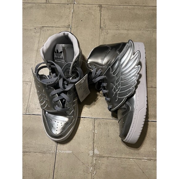 Authentic Adidas Jeremy Scott Metallic silver wings size 8.5 with box main image 6
